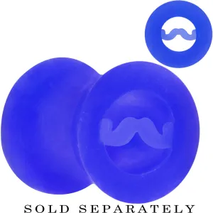 0 Gauge Blue Silicone Dapper Mustache Tunnel Plug