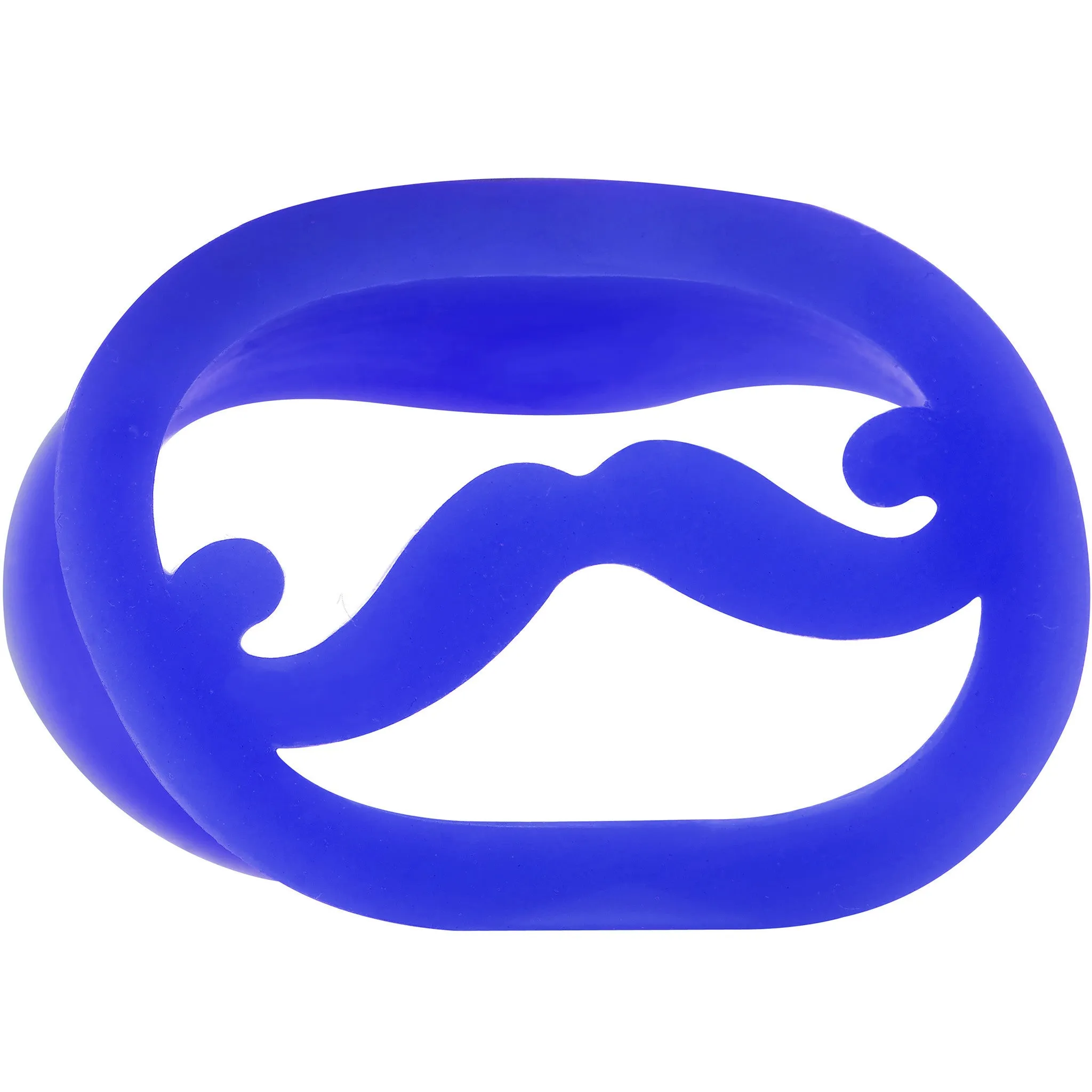 0 Gauge Blue Silicone Dapper Mustache Tunnel Plug