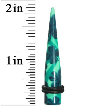 0 Gauge Green Acrylic Four Leaf Clover Field Taper