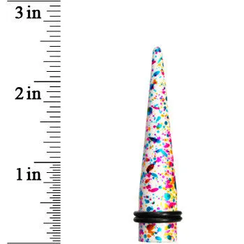 1/2 Acrylic Rainbow Bubblegum Spatter Straight Taper