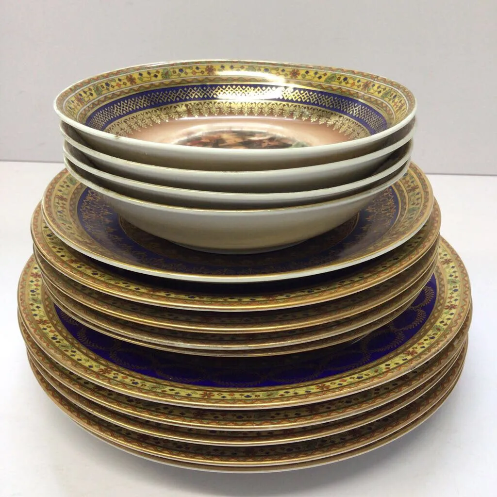 13pc. Czech Polychrome Plates & Bowls