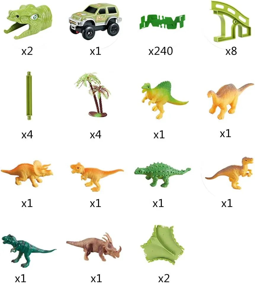 240Pcs Flexible Track Dinosaur World Race Toys