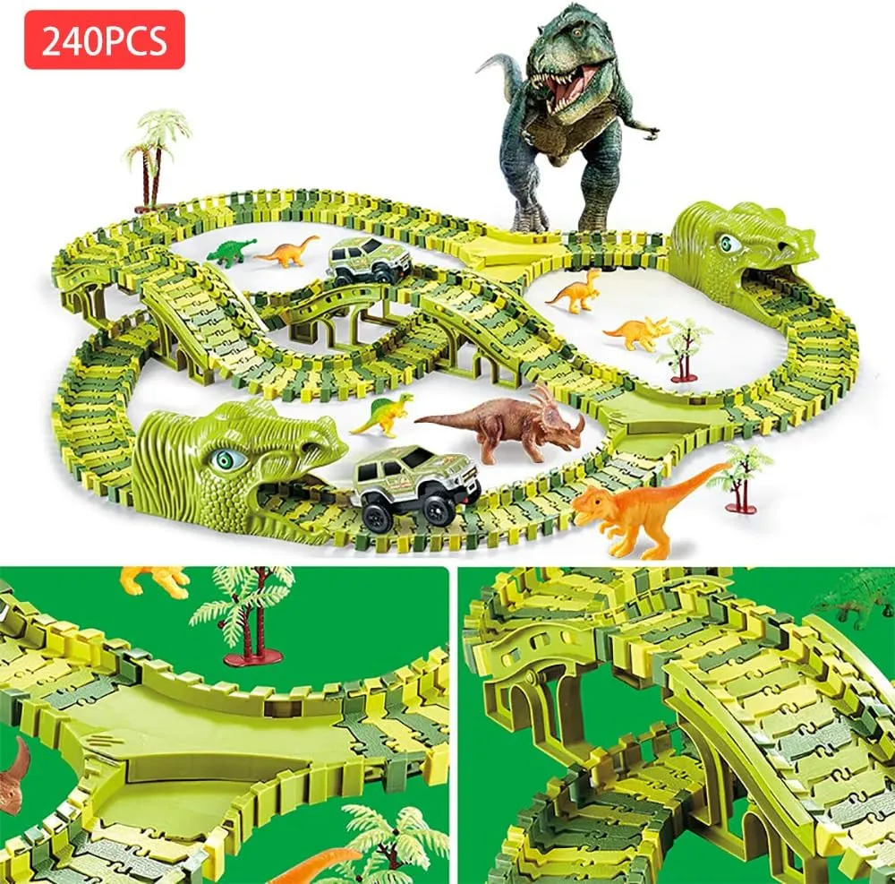 240Pcs Flexible Track Dinosaur World Race Toys