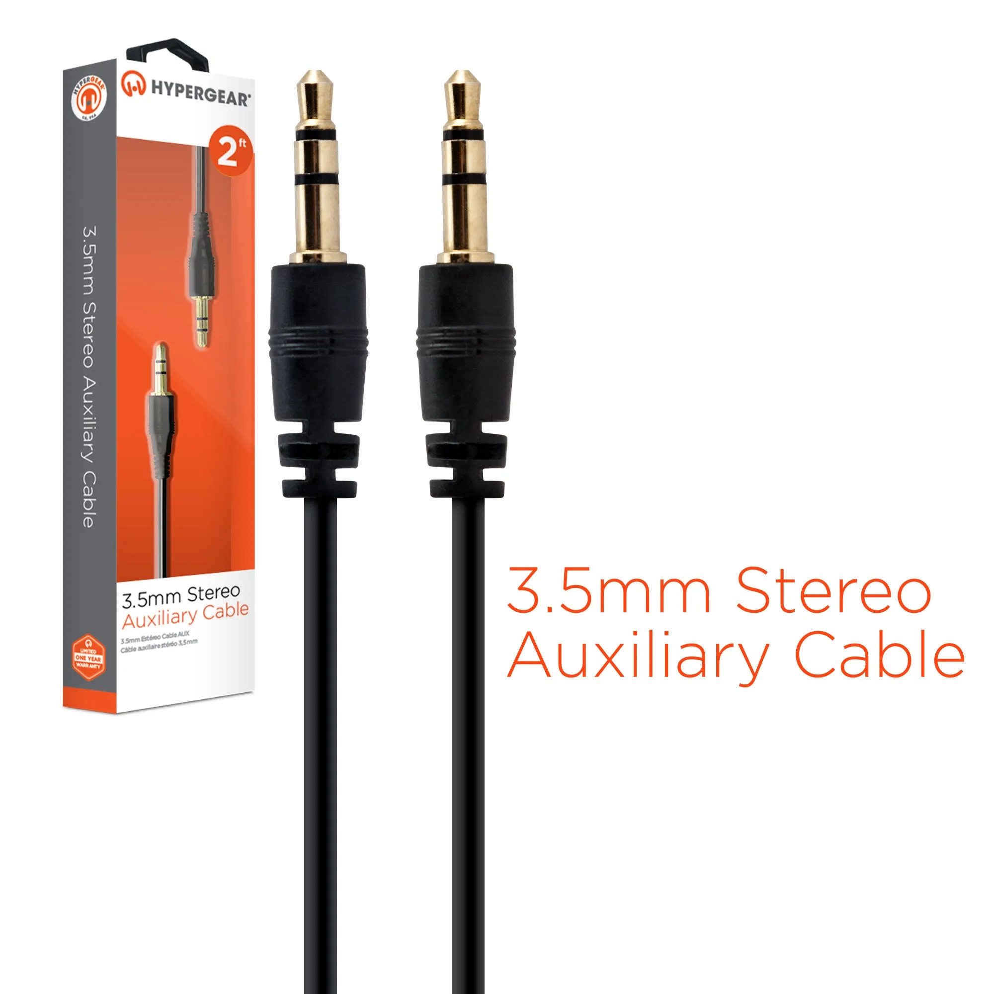 3.5mm Aux Audio Cable | 2ft | Black