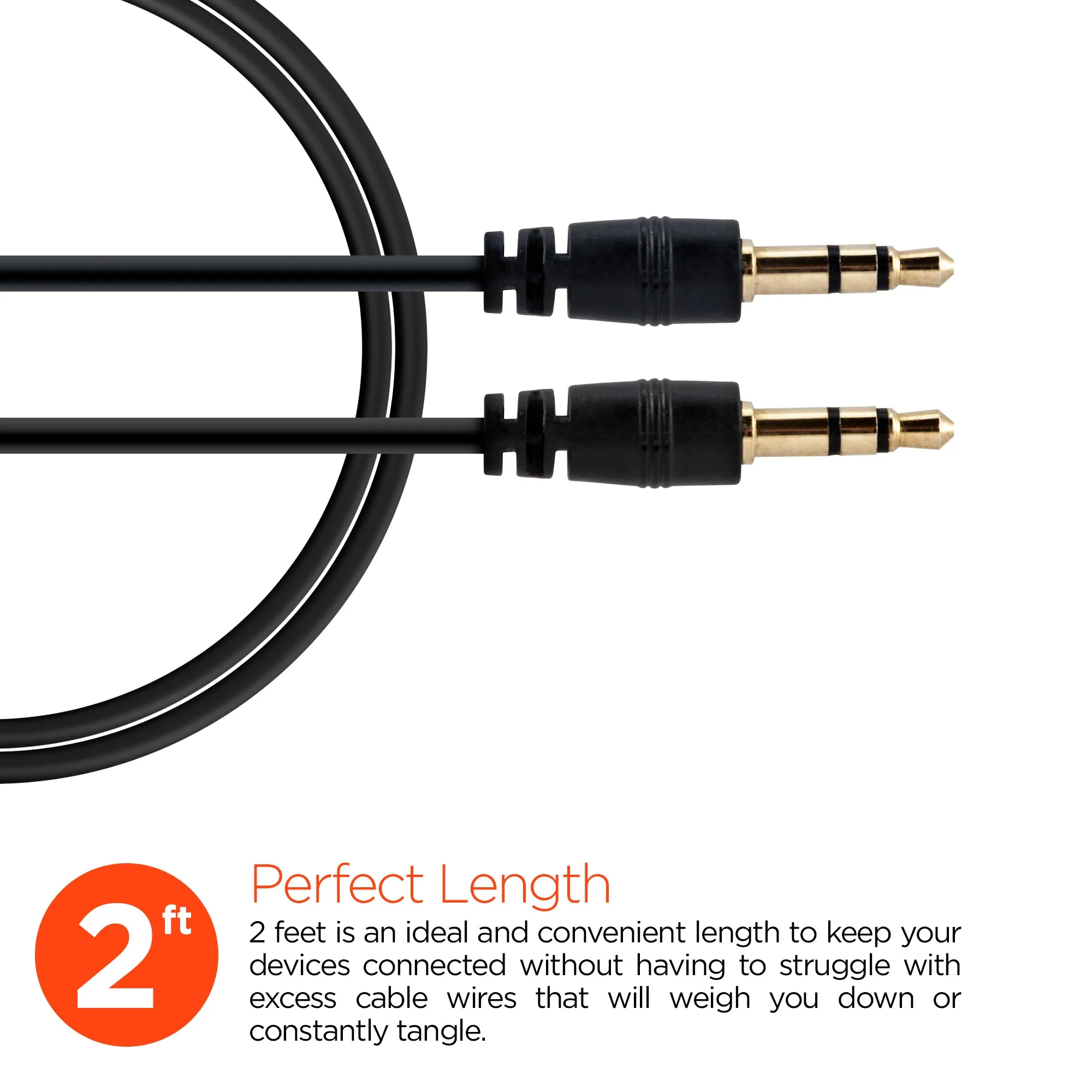 3.5mm Aux Audio Cable | 2ft | Black