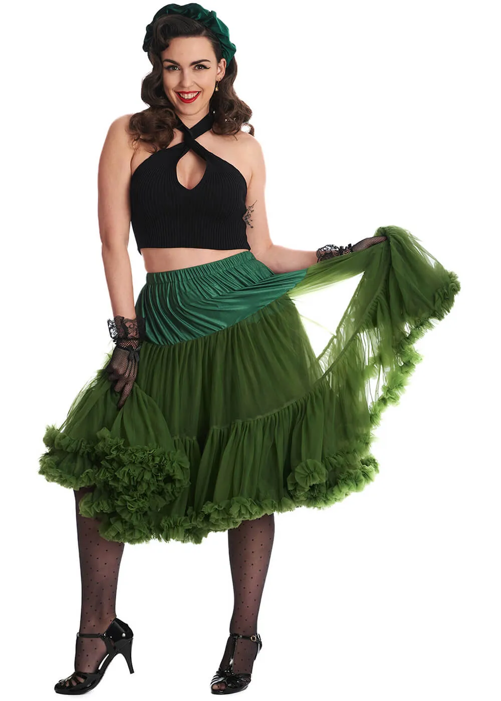 Banned 50's Petticoat Long Forest Green