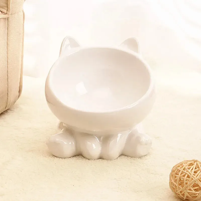 Cat Bowl Pet Accessories Ceramic Diagonal High Feet Cute Protection Cervical Spine Dog Bowl Drink Water Bowl Pet Supplies