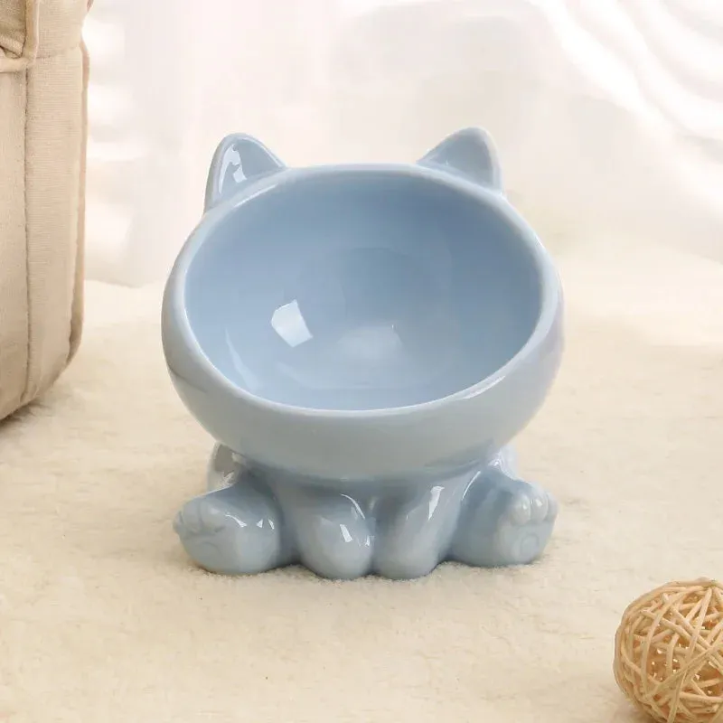 Cat Bowl Pet Accessories Ceramic Diagonal High Feet Cute Protection Cervical Spine Dog Bowl Drink Water Bowl Pet Supplies