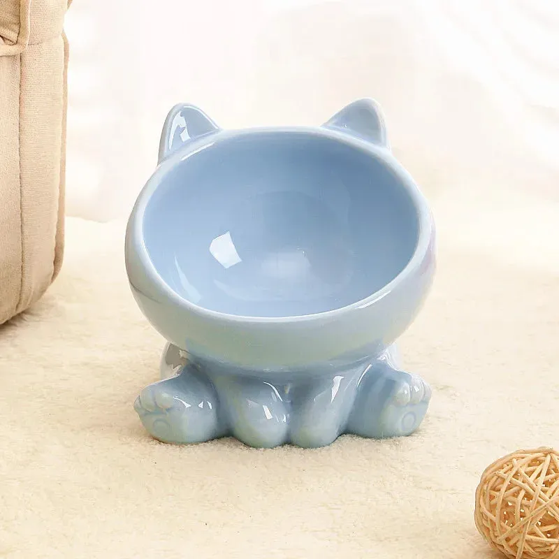 Cat Bowl Pet Accessories Ceramic Diagonal High Feet Cute Protection Cervical Spine Dog Bowl Drink Water Bowl Pet Supplies