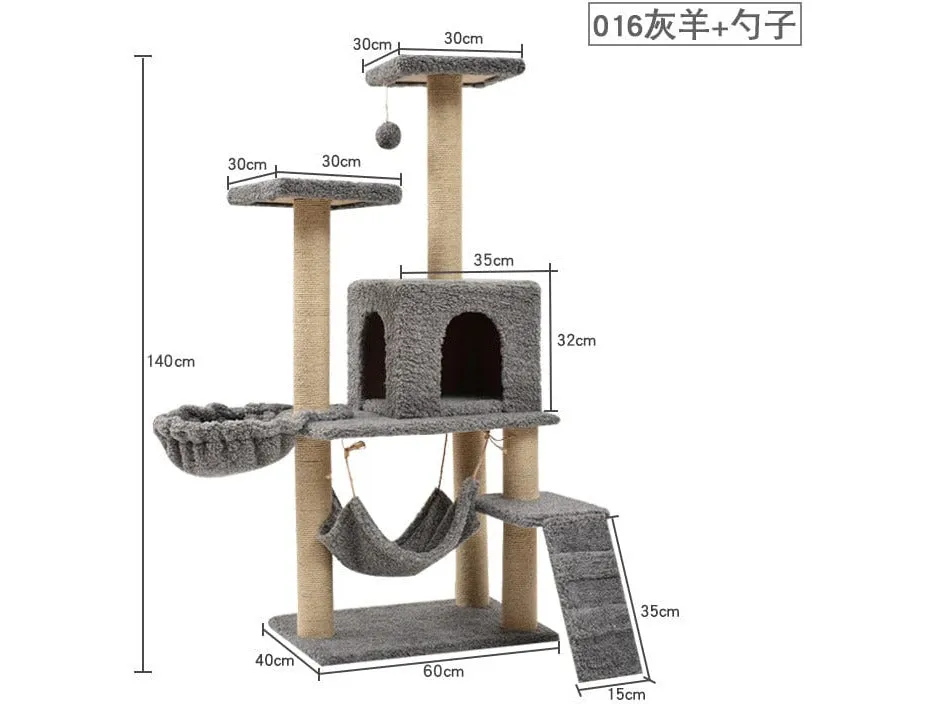 Cat Tree & Scratching Light Grey Beige 60*40*140 Design A