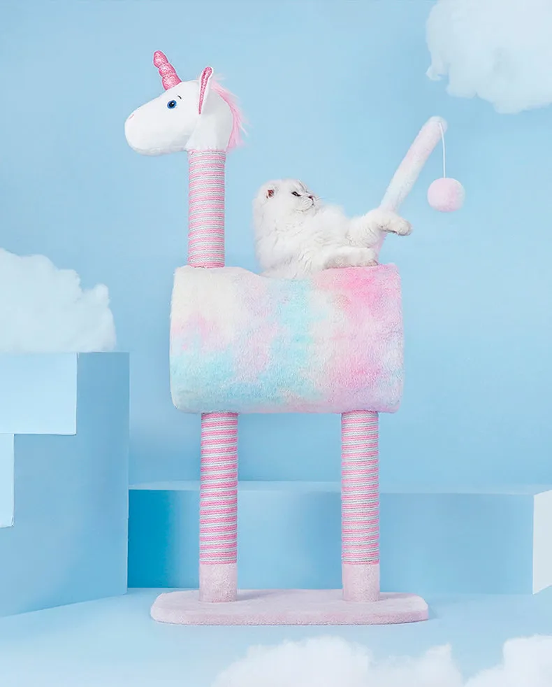 Cat Tree Tunnel Play Tree House-Unicorn