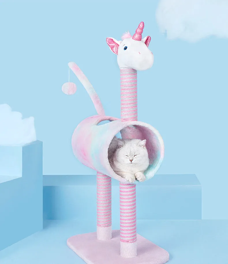 Cat Tree Tunnel Play Tree House-Unicorn