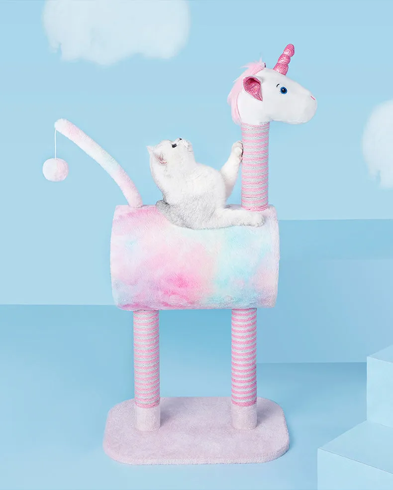 Cat Tree Tunnel Play Tree House-Unicorn