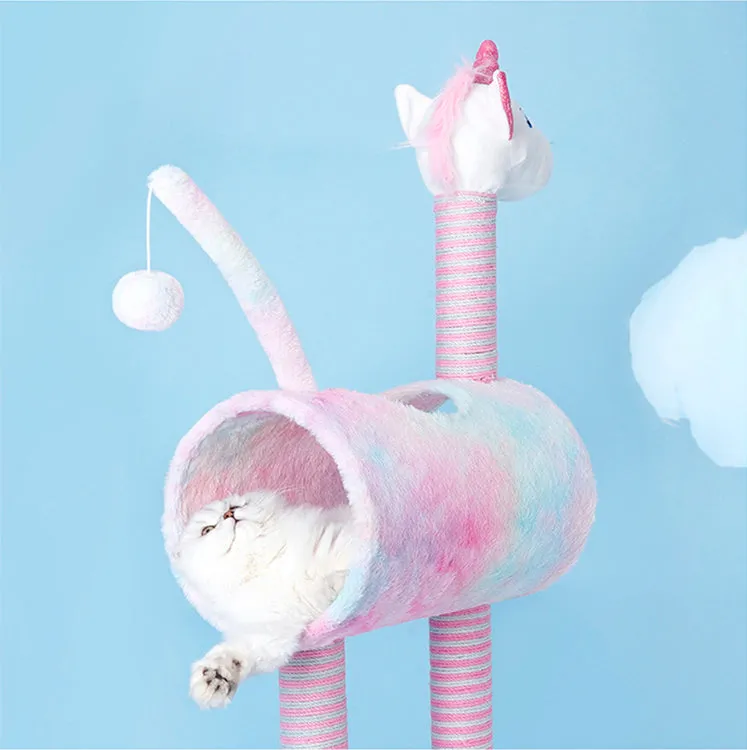 Cat Tree Tunnel Play Tree House-Unicorn