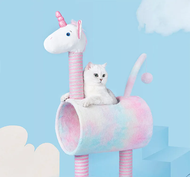 Cat Tree Tunnel Play Tree House-Unicorn