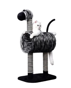 Cat Tree Tunnel Play Tree House-Zebra