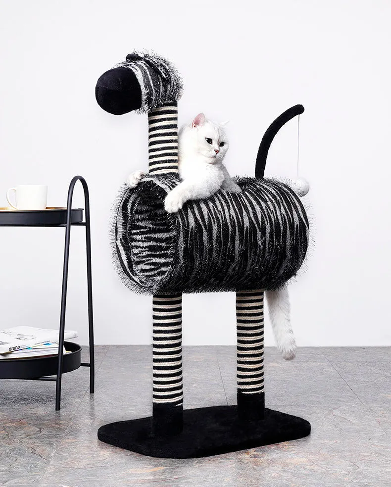 Cat Tree Tunnel Play Tree House-Zebra