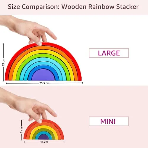 Cubelelo Wooden Rainbow Stacker | Stacking & Nesting Game | Creative Color Shape Matching Preschool Activity for Children Kids Boys Girls