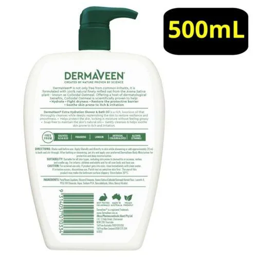 DermaVeen Extra Gentle Shower and Bath Oil - 500ml