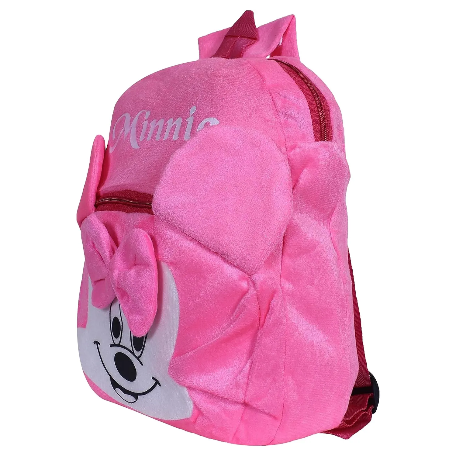 Heart Home Disney Minnie Bow School Bag | Velvet Kids School Bags | Student Bookbag | School Bag for Girls & Boys | School Backpack for Kids | 2 Compartments | Pink