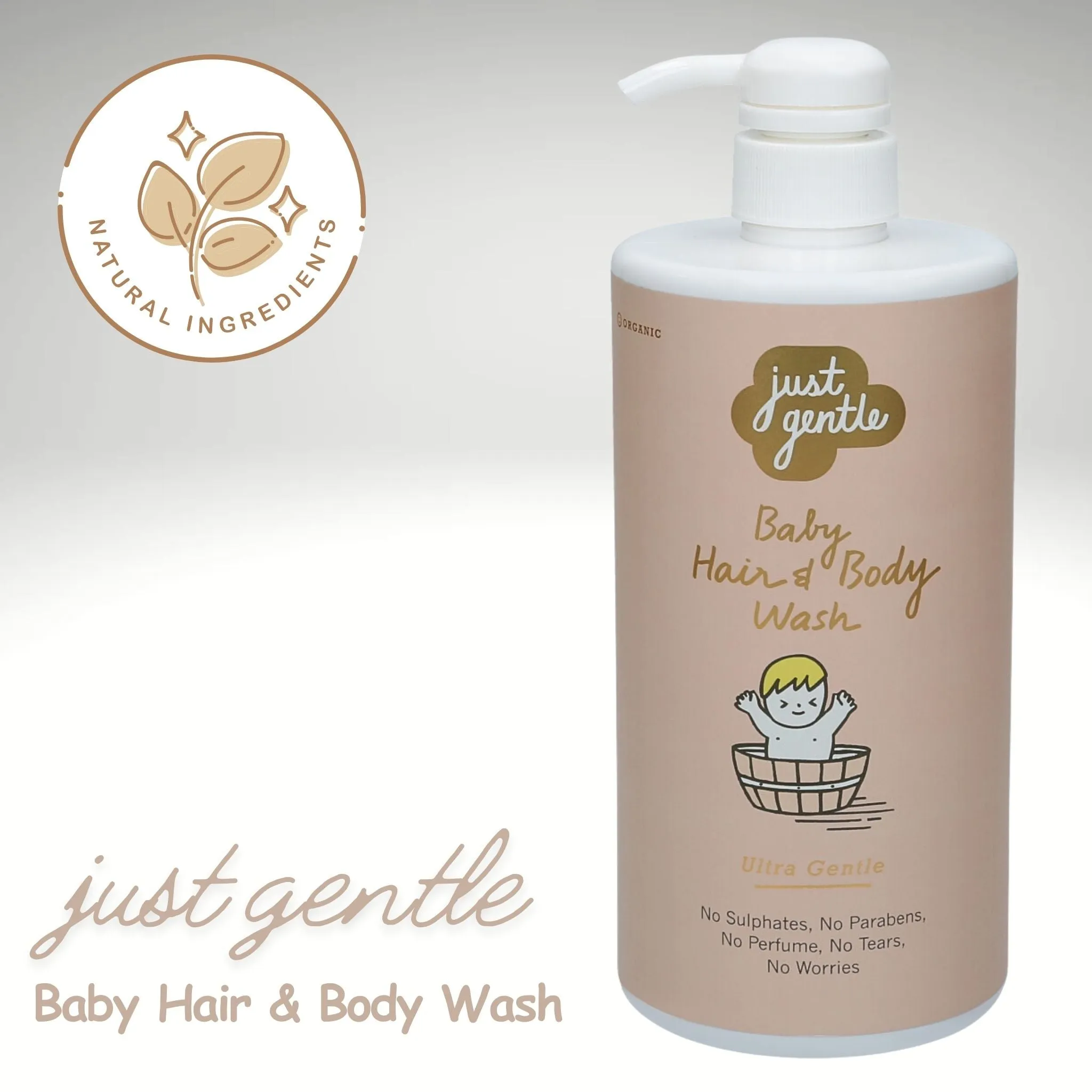 Just Gentle Baby Hair & Body Wash - Ultra Gentle, 99% Natural Ingredients 900ml