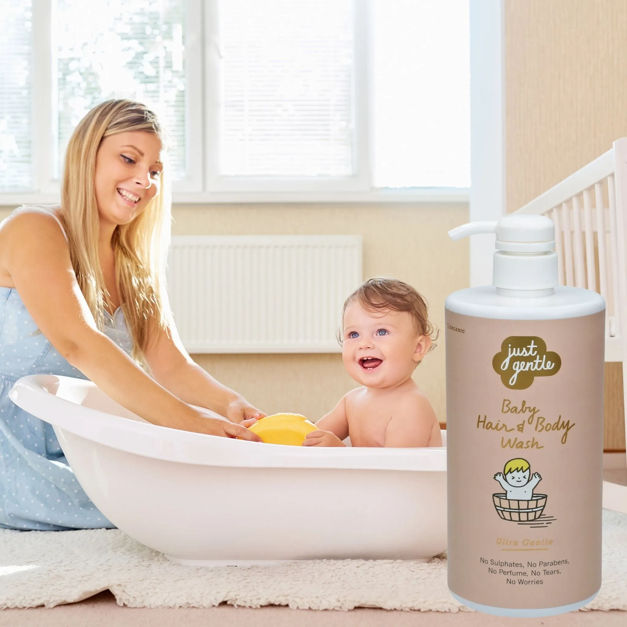 Just Gentle Baby Hair & Body Wash - Ultra Gentle, 99% Natural Ingredients 900ml