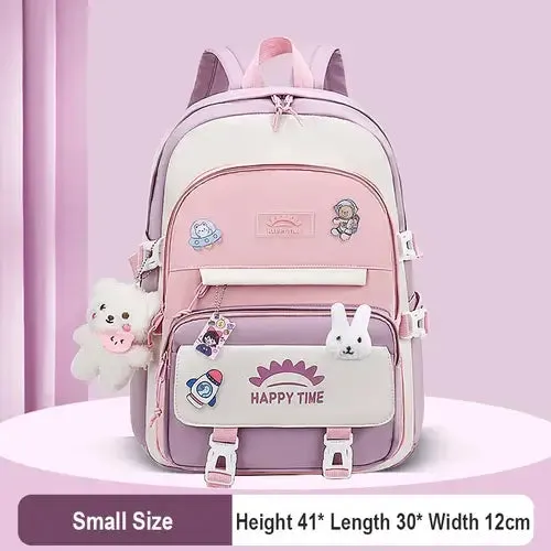 Large Capacity Cute Women Multi-Pocket Nylon Backpack Ins Junior High