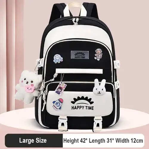 Large Capacity Cute Women Multi-Pocket Nylon Backpack Ins Junior High