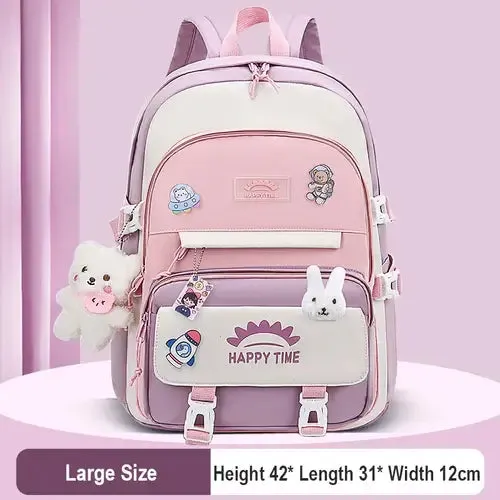 Large Capacity Cute Women Multi-Pocket Nylon Backpack Ins Junior High