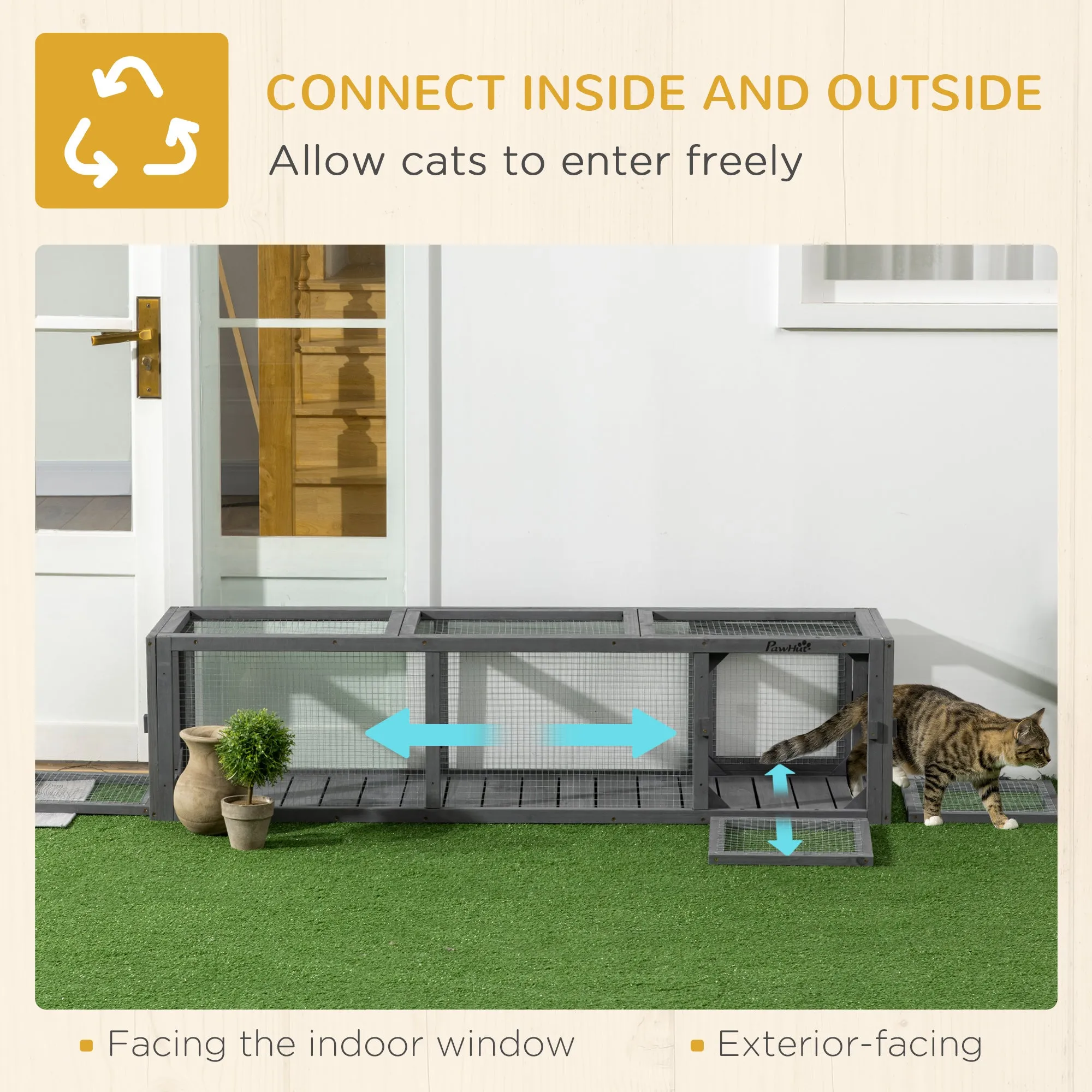 Large Cat Tunnel 150cm Extra Long Cat Play Tunnel Indoor Outdoor W/ Multiple Entrances for Cat, Rabbit, Puppy, Grey