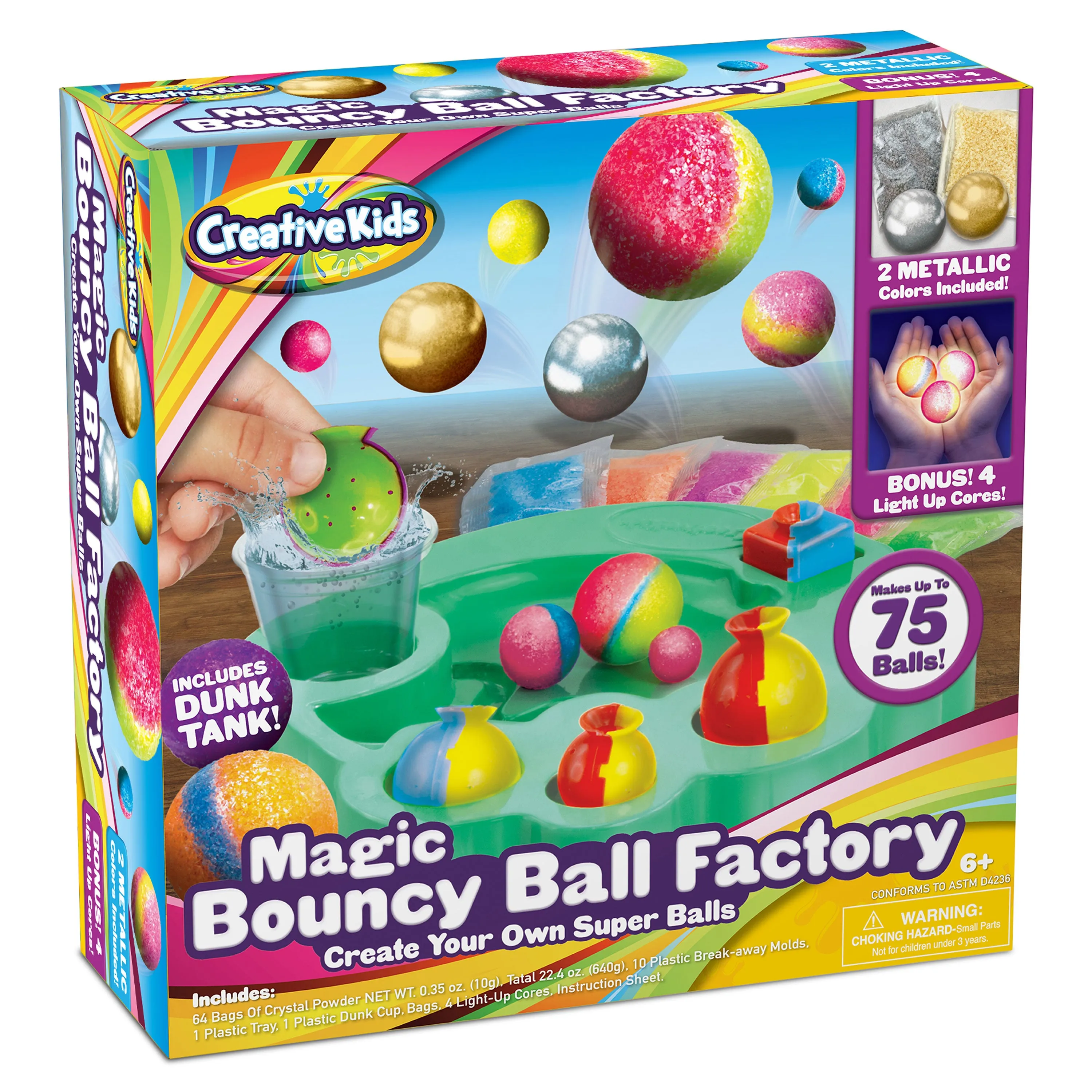 Magic Bouncy Ball Factory Set - Make 75 Stunning DIY Bouncy Balls, Including Light-Up Magic Balls!