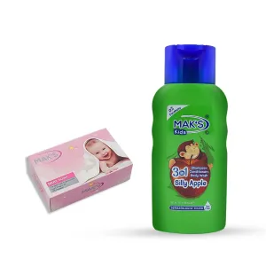 MAK’S Kids 3in1 Shampoo   Cond   Body Wash Silly Apple 300ml With Baby Soap 85g