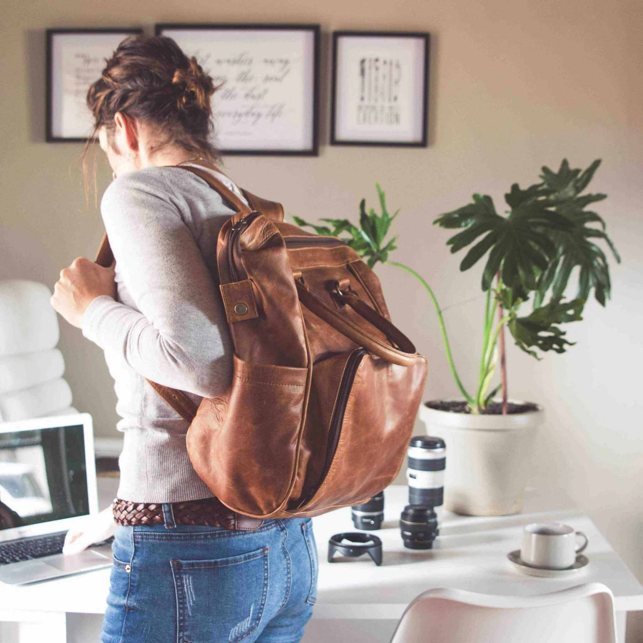 Mally Multipurpose Leather Backpack | Toffee