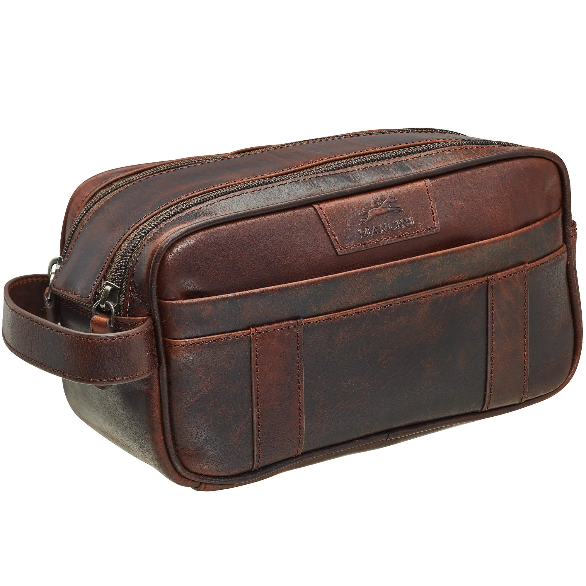 Mancini Buffalo Dual Top Zipper Toiletry Bag