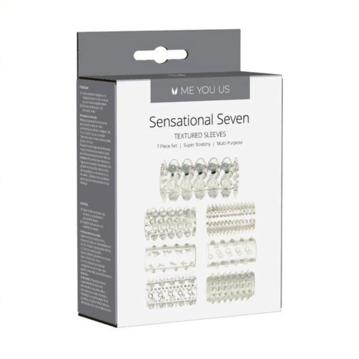 Me You Us Sensational Seven Textured Masturbation Sleeves Clear