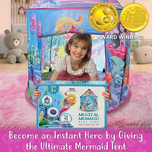 Musical Mermaid Tent with Under-The-Sea Button, Mermaid Gifts for Girls