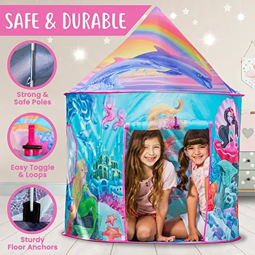 Musical Mermaid Tent with Under-The-Sea Button, Mermaid Gifts for Girls