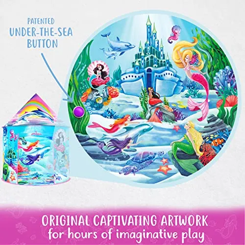 Musical Mermaid Tent with Under-The-Sea Button, Mermaid Gifts for Girls