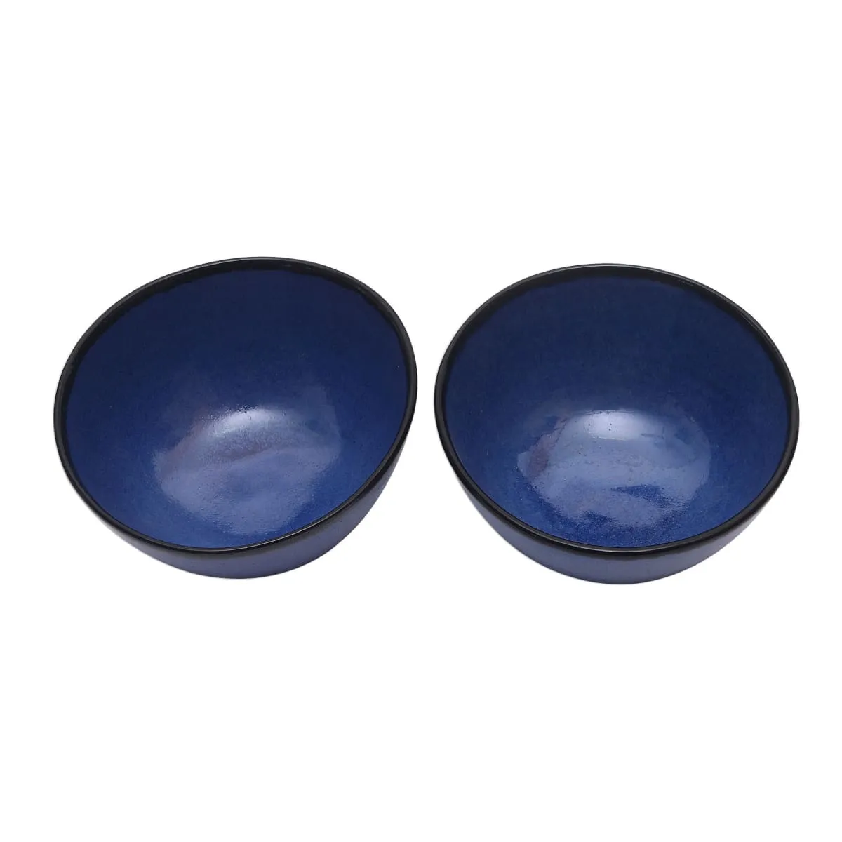 Novica Asymmetric Blue Ceramic Bowls (Pair)