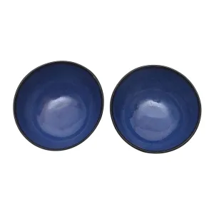 Novica Asymmetric Blue Ceramic Bowls (Pair)