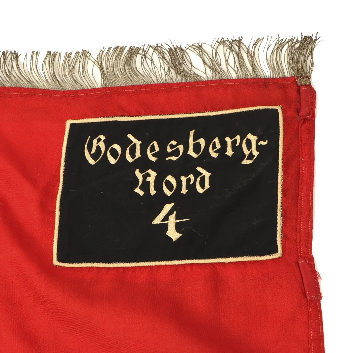 Original German WWII SA Sturmfahne Fringed Political Storm Flag marked Godesberg-Nord 4  - 48" x 53"