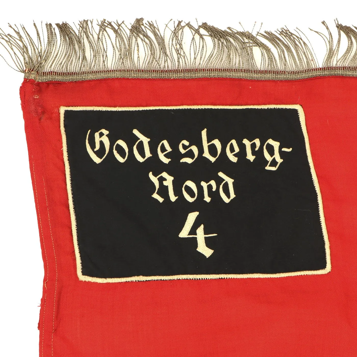 Original German WWII SA Sturmfahne Fringed Political Storm Flag marked Godesberg-Nord 4  - 48" x 53"