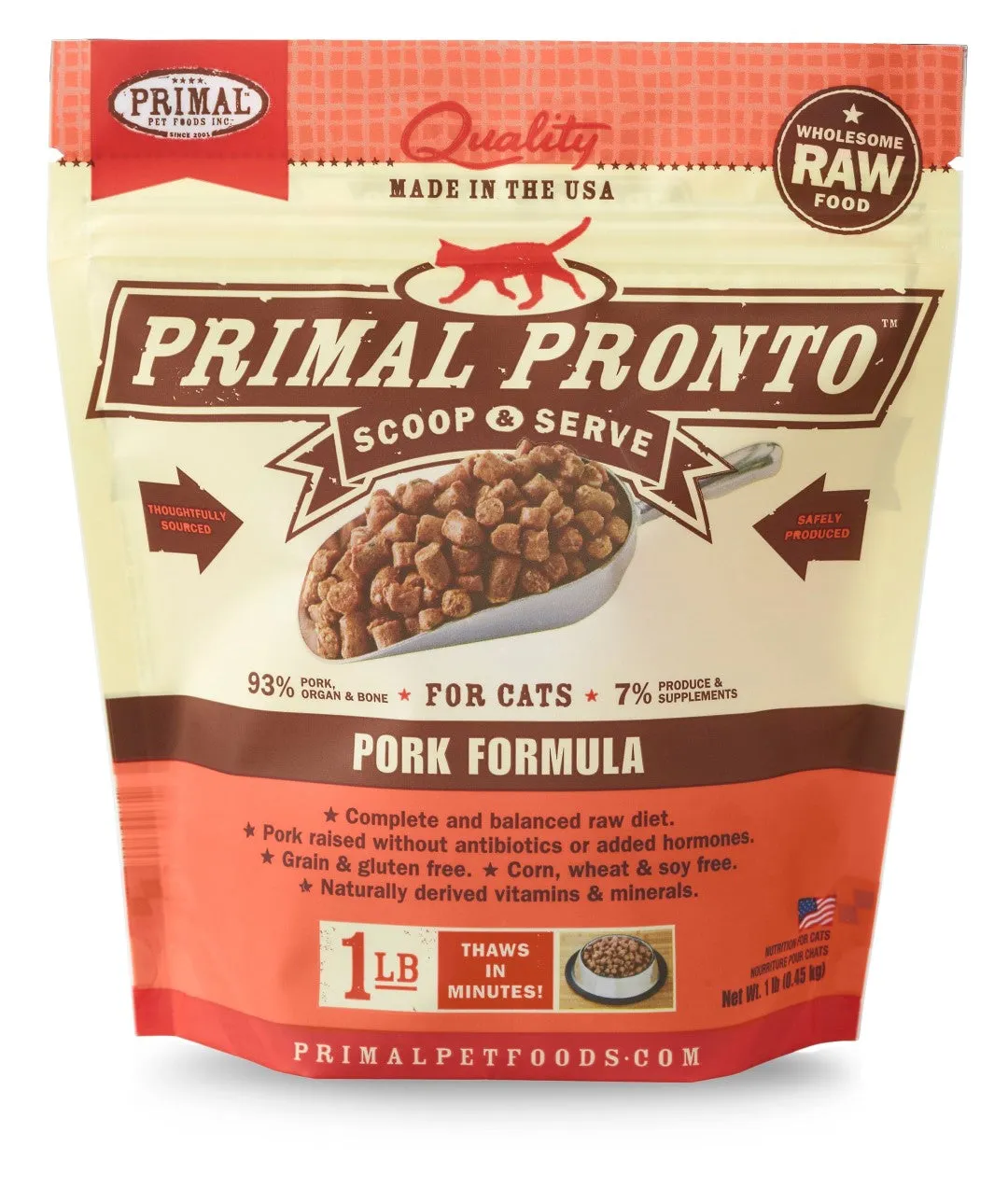 Primal Pronto Cat Raw Pork 1lb.