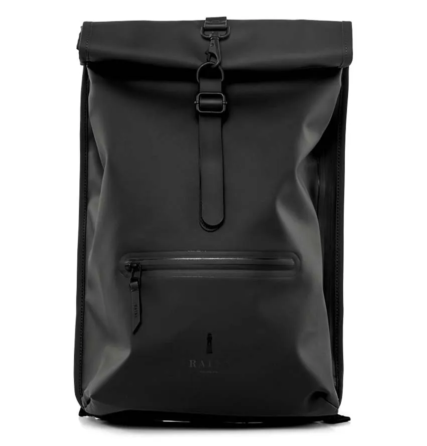 RAINS Rolltop Rucksack – Black