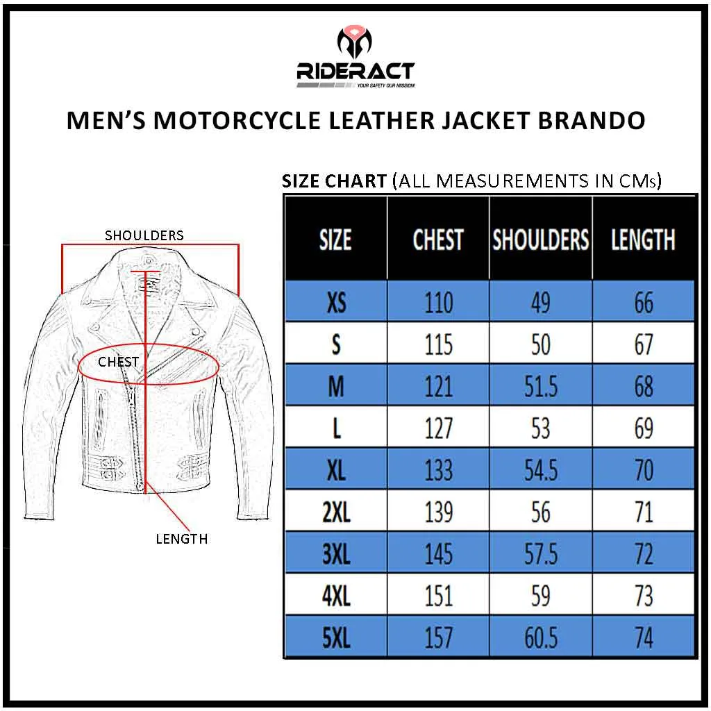 RIDERACT® Mens Leather Biker Jacket Brando Style Native