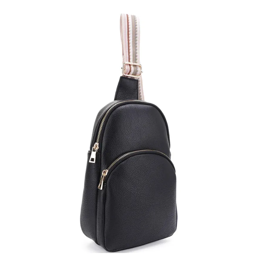 Smooth Strap Pattern Sling Crossbody Bag