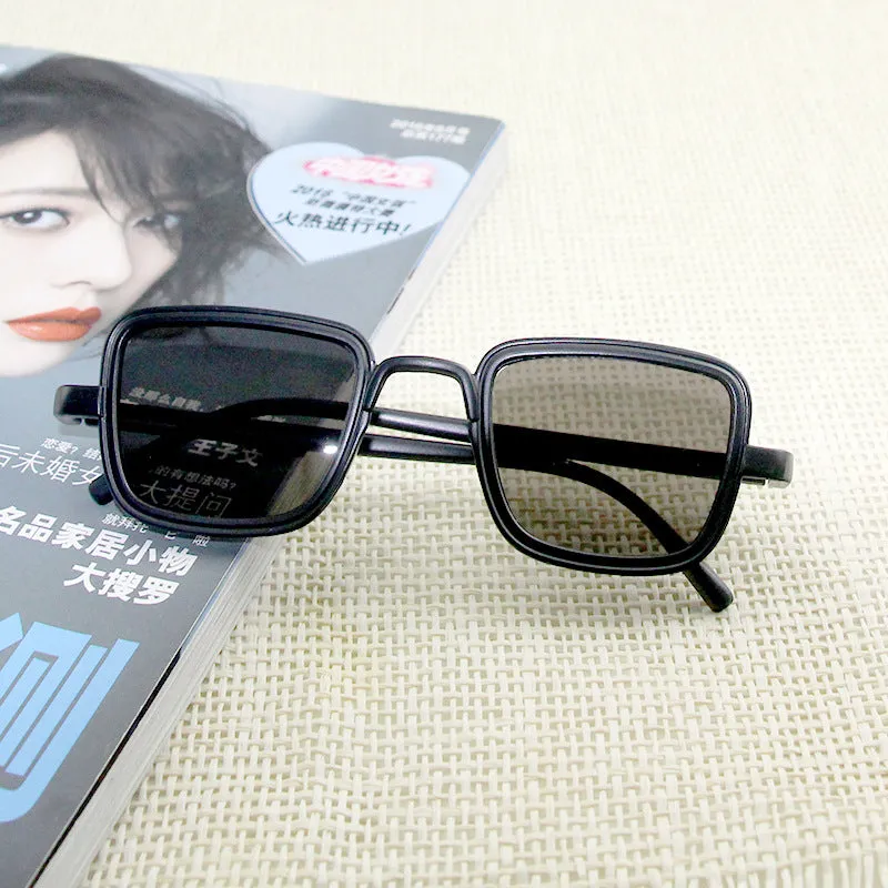 Sunglasses Retro Style Square Frame Mirror Women's UV Protection Sun Glasses