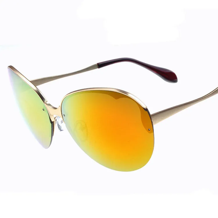 Sunglasses Women's Fashion Retro Metal Reflective Color Film UV Protection Sun Glasses