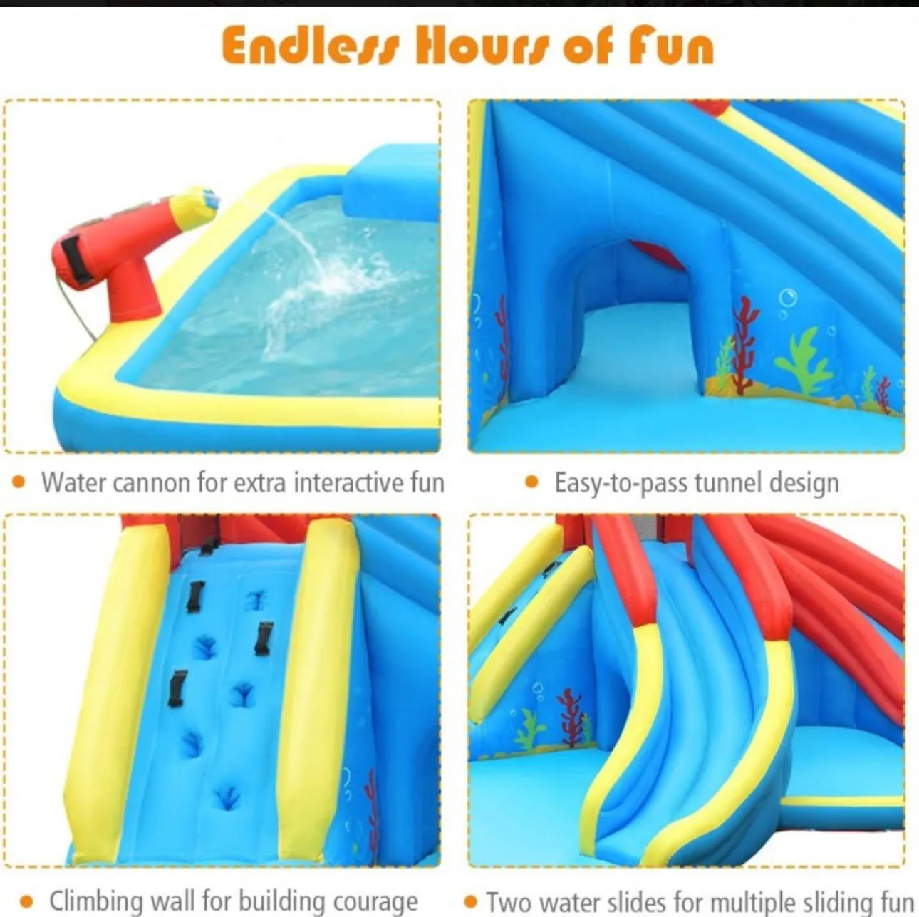 Super Cool,Fun Massive Crab Inflatable Bouncy Water Park House With 950w Blower | Water Cannon | 2 Water Slides | Tunnels | Climbing Wall | Water Cannon | Carry Bag