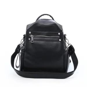 Women's Sheepskin Trendy Fashion Hip School Leather Backpack